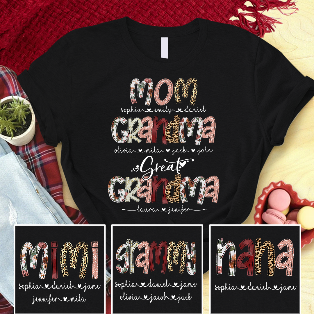 Mom Grandma Great Grandma and Grandkids CTH01 tshirt