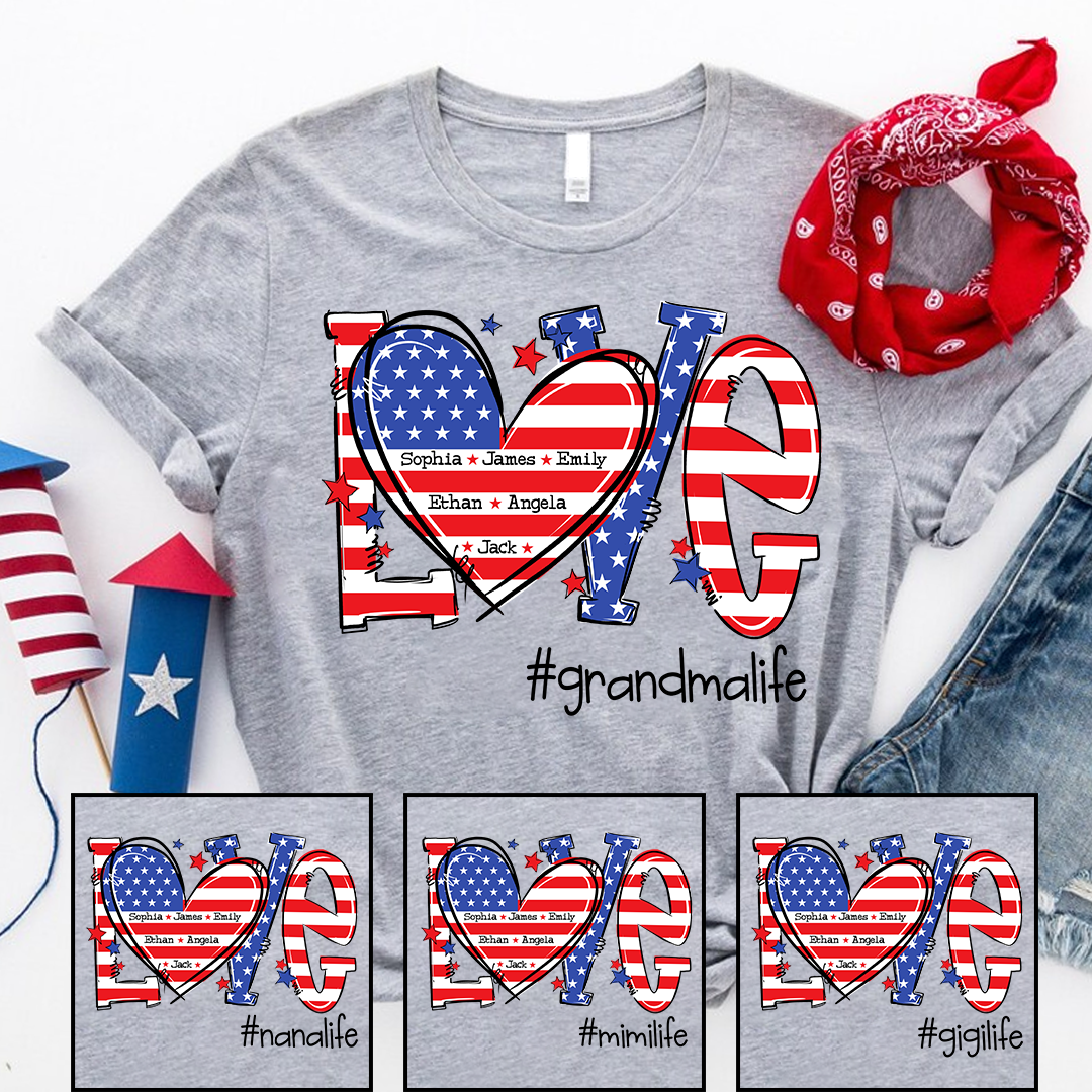 Love Grandmalife America And Grandkids T-Shirt