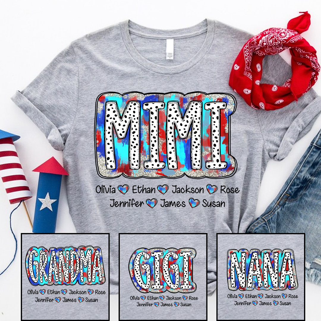Mimi And Grandkids Color 4th Of july T-Shirt