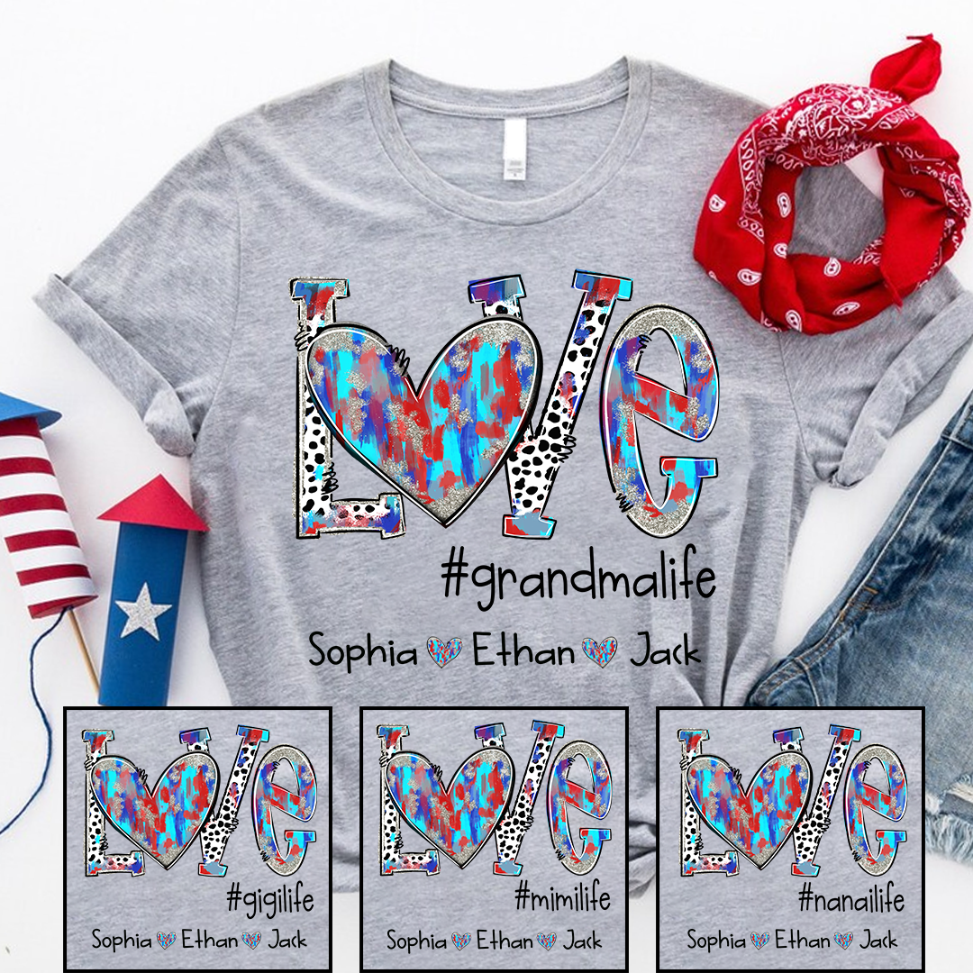 Love Grandmalife And Grandkids 4th July T-Shirt
