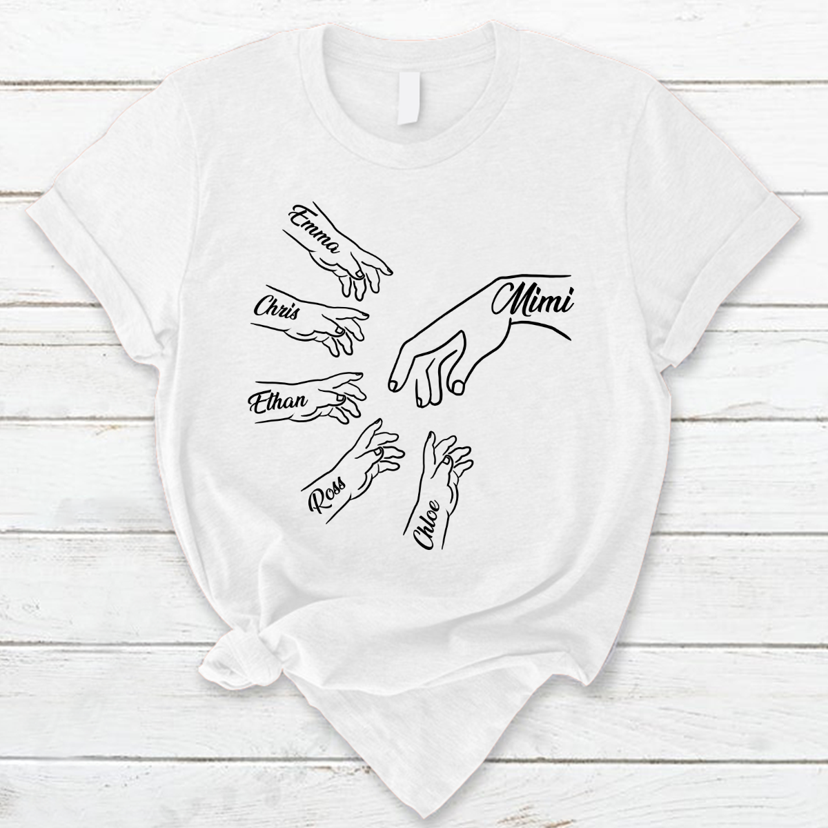 Personalized Grandma and Kids Hand T-Shirt