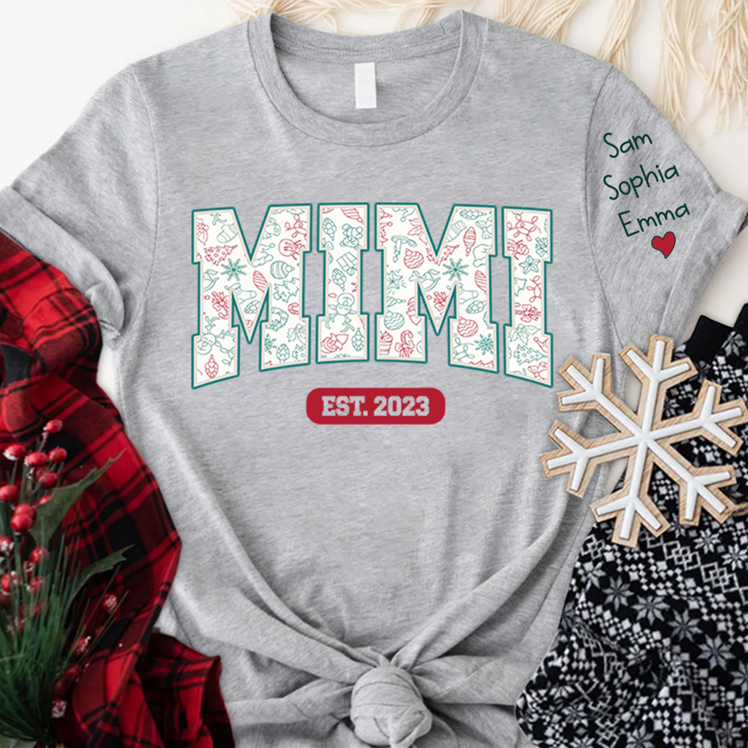 Mimi est ,Merry Christmas Nana, Grandma ,Custom Grandma Christmas T-Shirt
