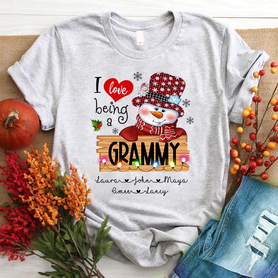 I Love Being a Grandma Shirt, Snow Man Shirt, Christmas T - Shirt
