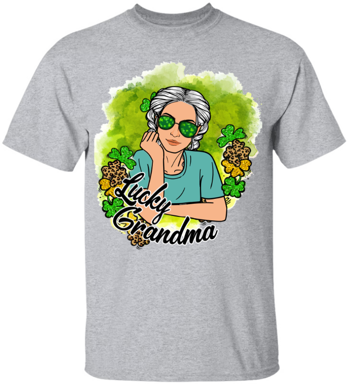 Lucky Grandma Art Green T-Shirt