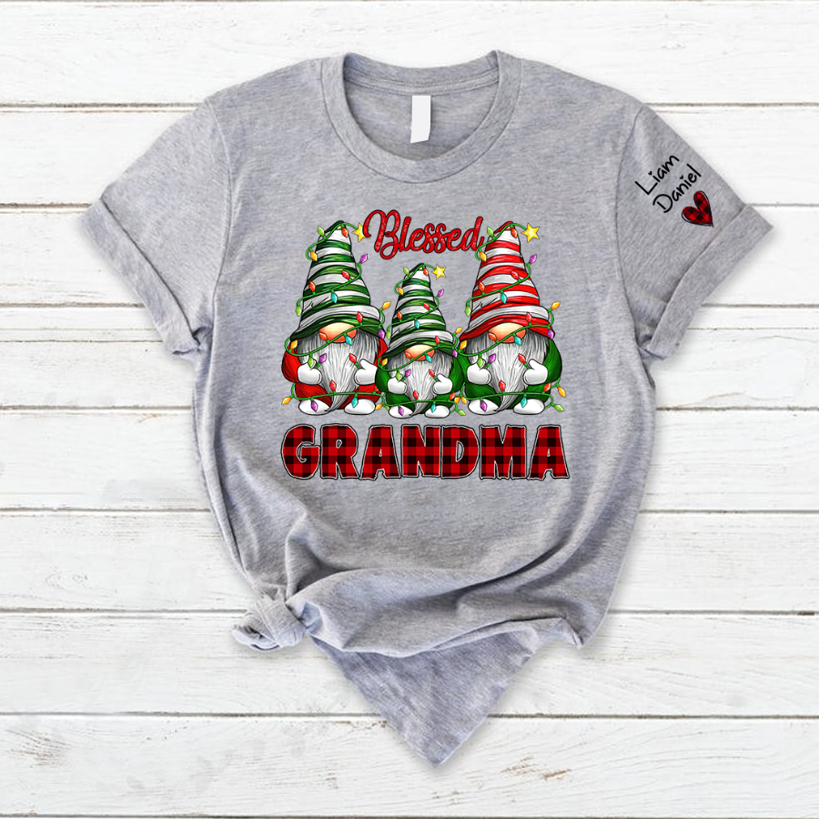 Merry Christmas Gnome Blessed Grandma And Kids CTH01 T-Shirt