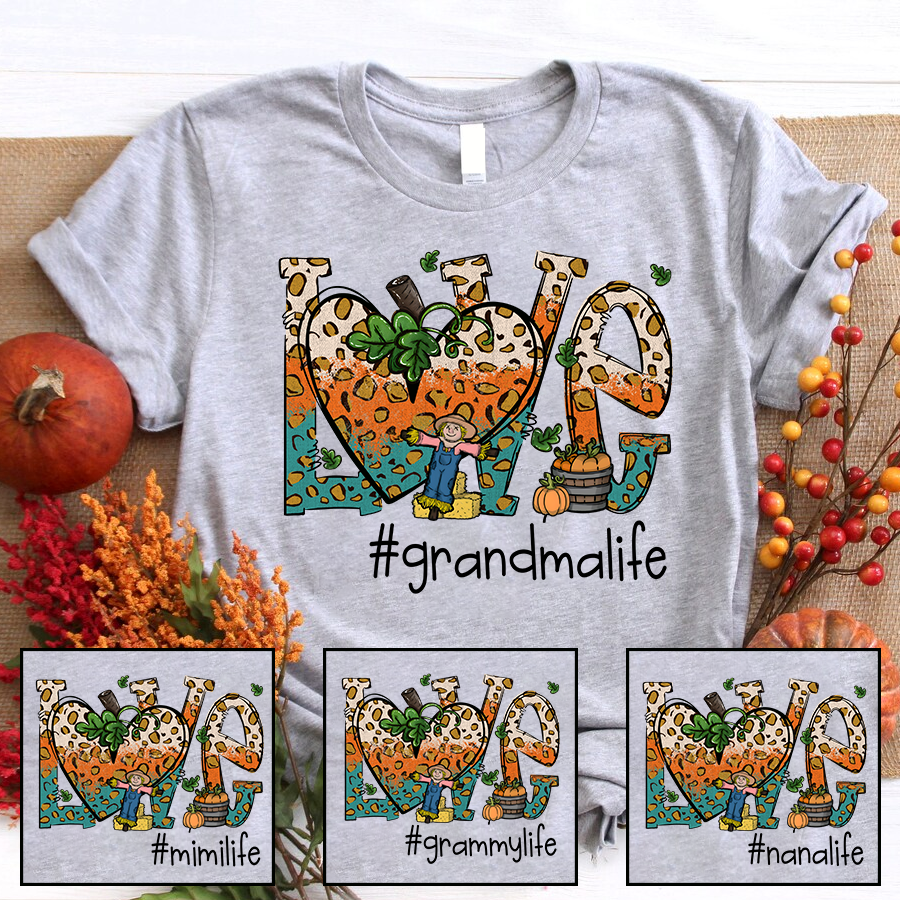 Love Grandmalife Leopard Leaves Pumpkin T-Shirt