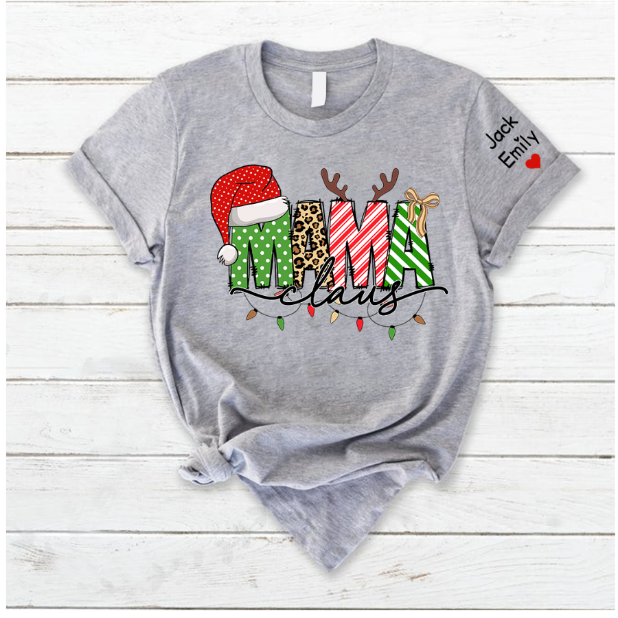 Mama And Daughter, Son On Sleeve T-Shirt