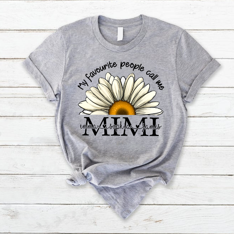 My Favourite People Call Me Mimi Daisy Flower, Custom Mimi & Kids, Grandma Gift TH T-Shirt