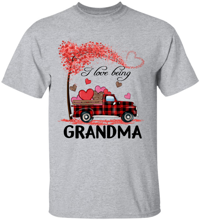 I Love Being Grandma And Kids Truck Heart T-Shirt