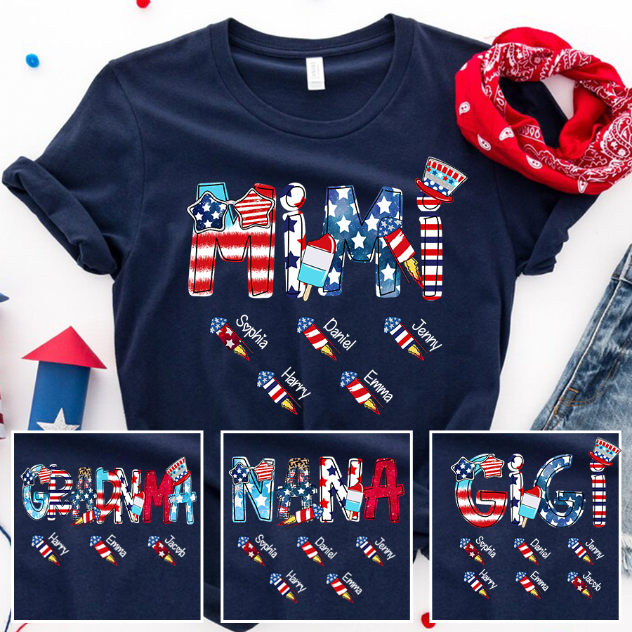 Mimi And Kids Firework Personalized, Best Gift 4th of July CTH01 T-Shirt