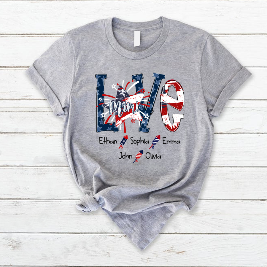 Love Star Grandma and grandkid Flag 4th july CL01 T-Shirt