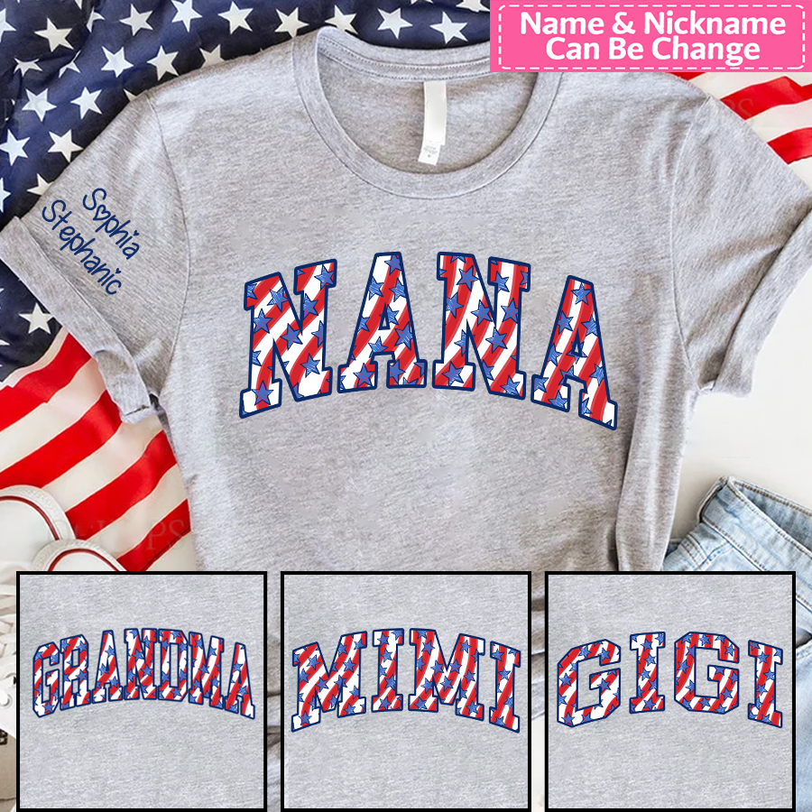 Nana And Kids 4th of July Patriotic USA CTH01 T-Shirt