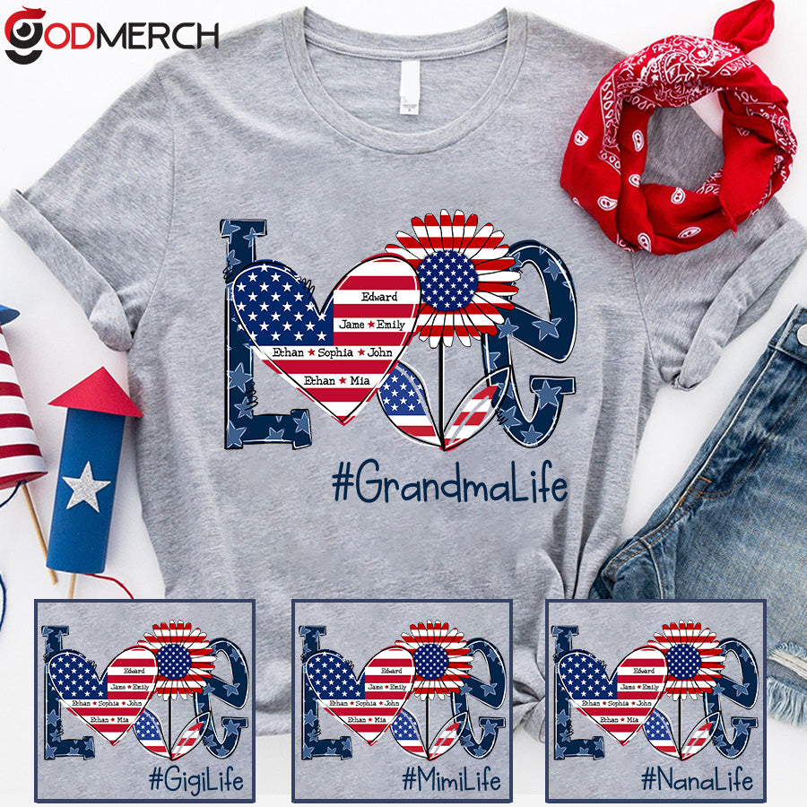 Love Grandma Life With Grandkids Heart Flag Sunflower