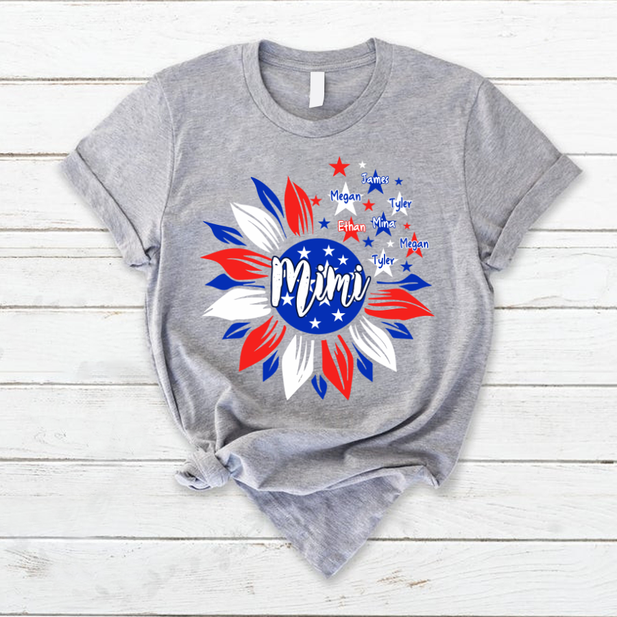 Mimi sunflower american with grandkids CL01 T-Shirt
