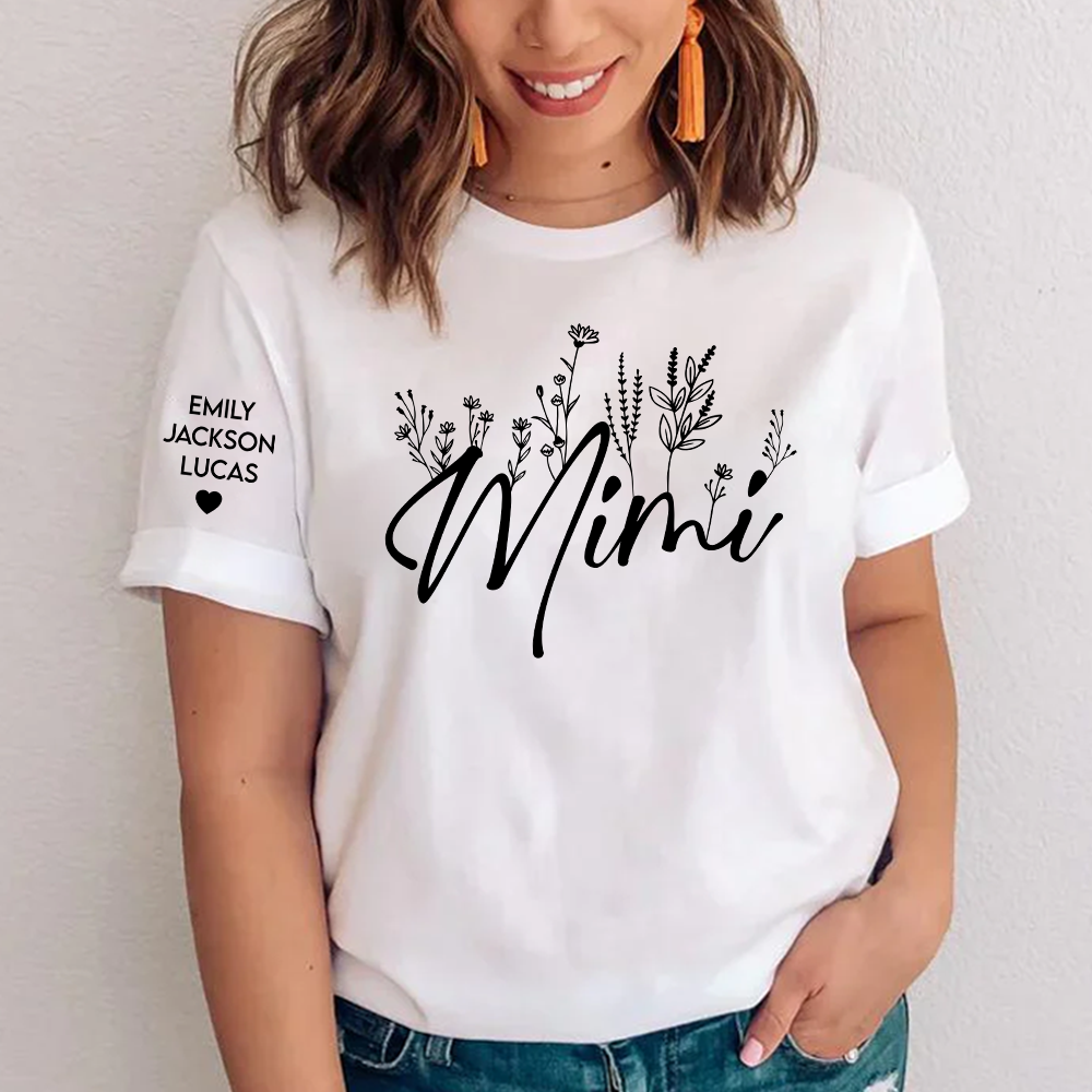 Mimi Wildflowers Shirt, Custom Mimi With Kids Shirt, Gift For Grandma TH T-Shirt