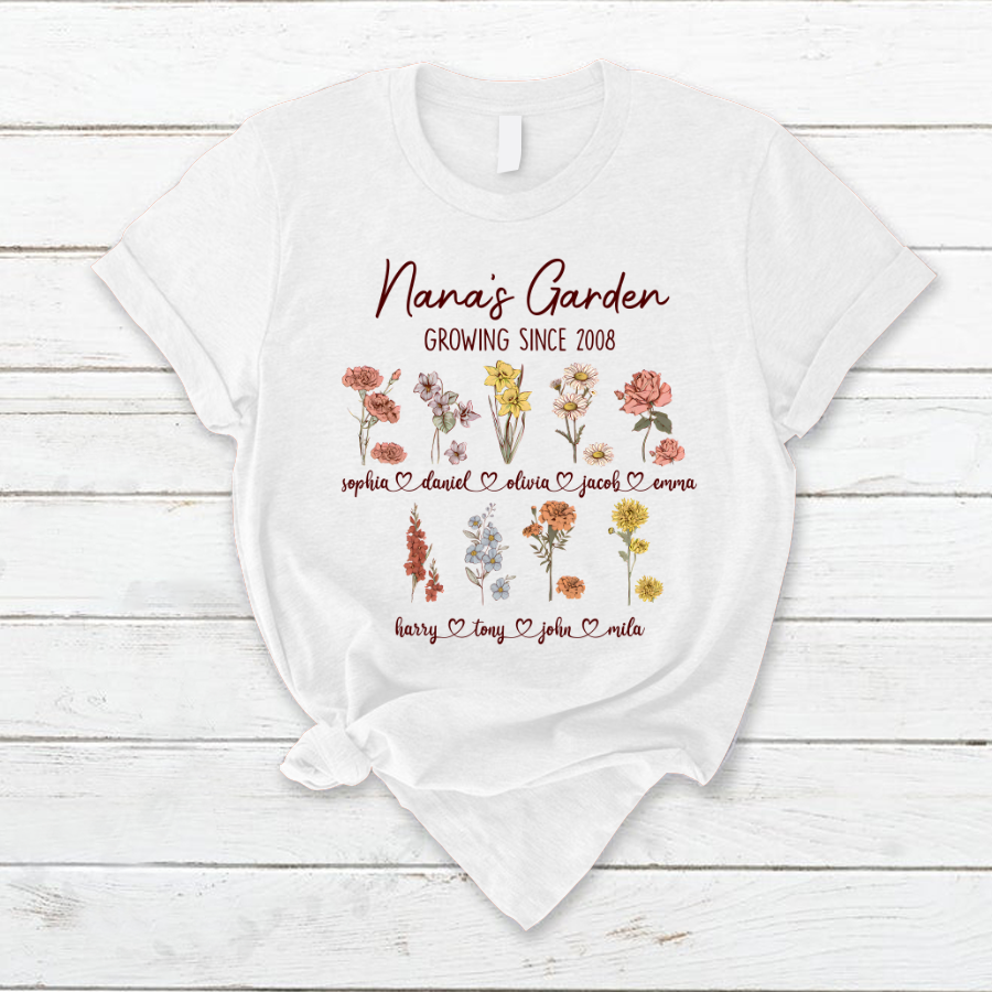 Nana's Garden Growing Since Year And Kids Flower CTH01 T-Shirt