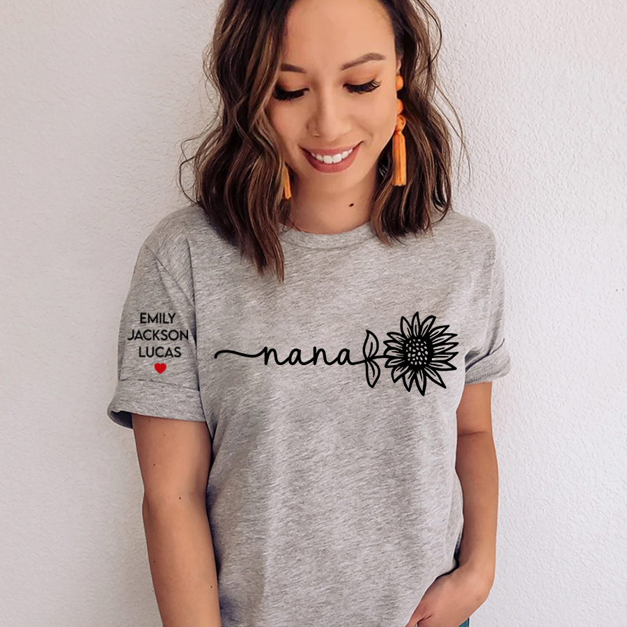 Nana Sunflower with grandkids mother's day T-Shirt