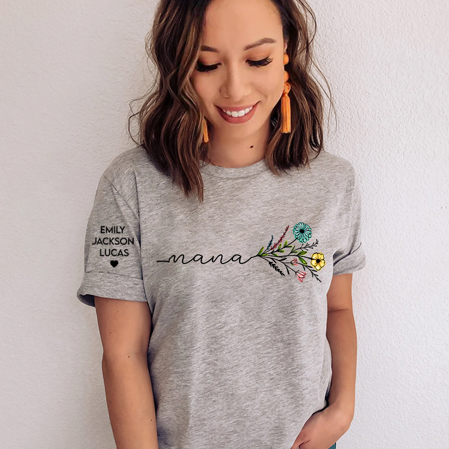 Nana Flower and grandkids Mother's day T-Shirt