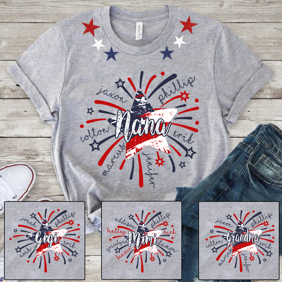 Nana And Kids Firework America Flag CL01 T-Shirt