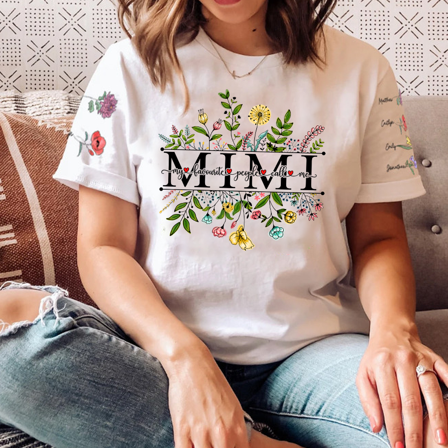 My Favorite People Call me Mimi, Flower Birthday Month Kids T-Shirt