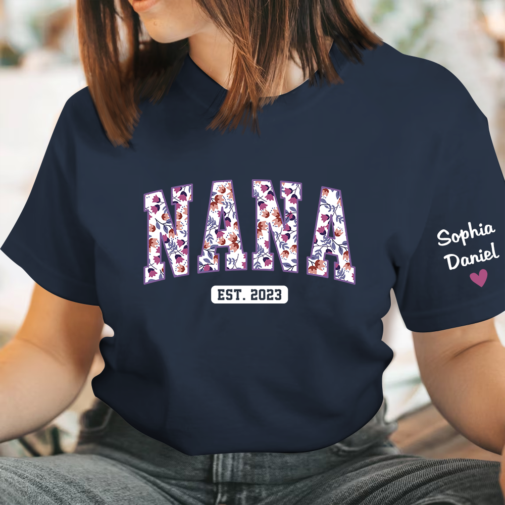 Nana Est Flower Pattern And Kids TH-1 T-Shirt