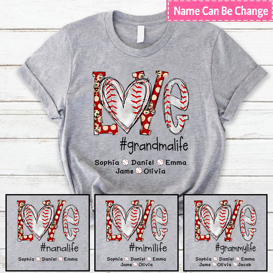 Love Grandma Life And Grandkids Baseball T-Shirt