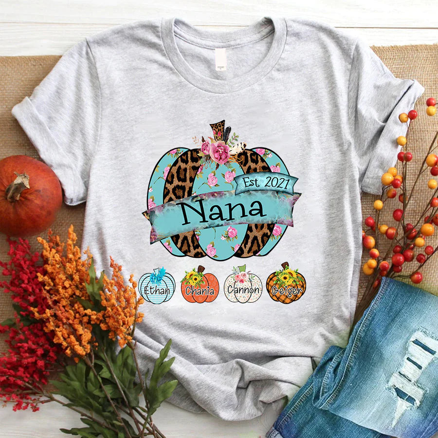 Nana Est Pumpkin Leopard Flower Shirt