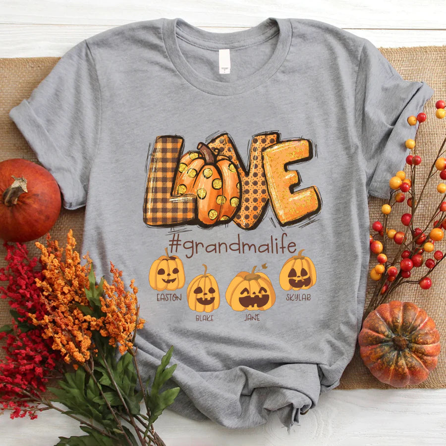 Love Grandma Life Autumn Pumpkins T-Shirt