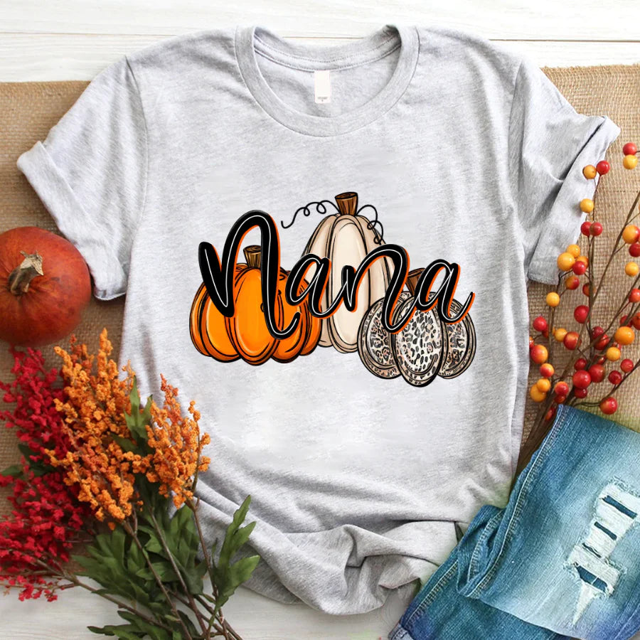 Nana Pumpkins Leopard Autumn T-Shirt