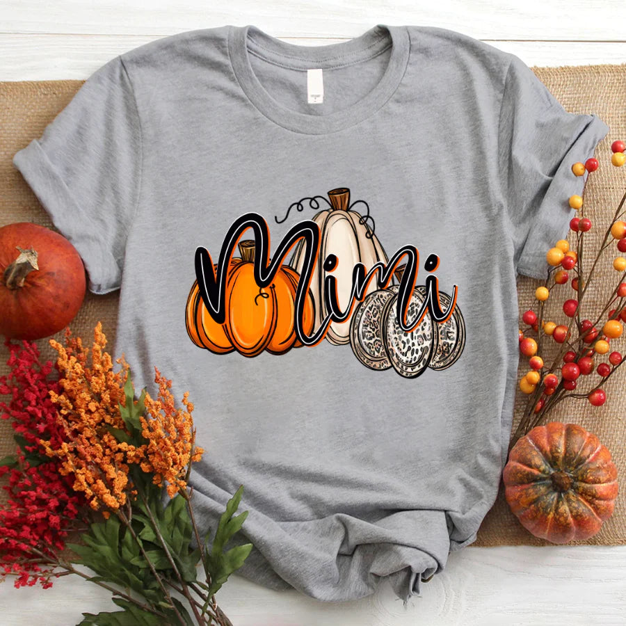 Mimi Pumpkin Leopard Autumn T-Shirt