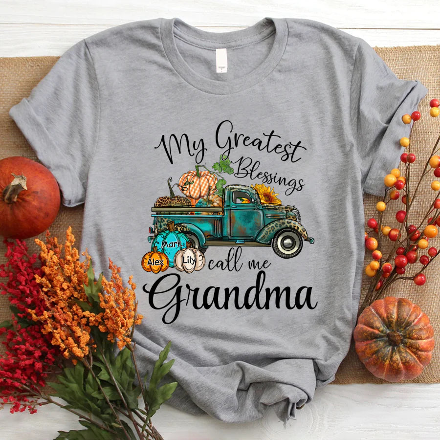 My Greatest Blessings Call Me Grandma Truck Pumpkins T-Shirt