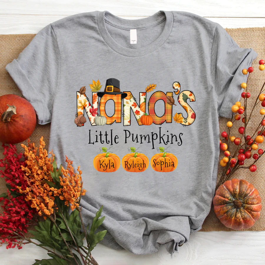 Nana's Little Pumpkins Autumn Doodle Alphabet T-Shirt
