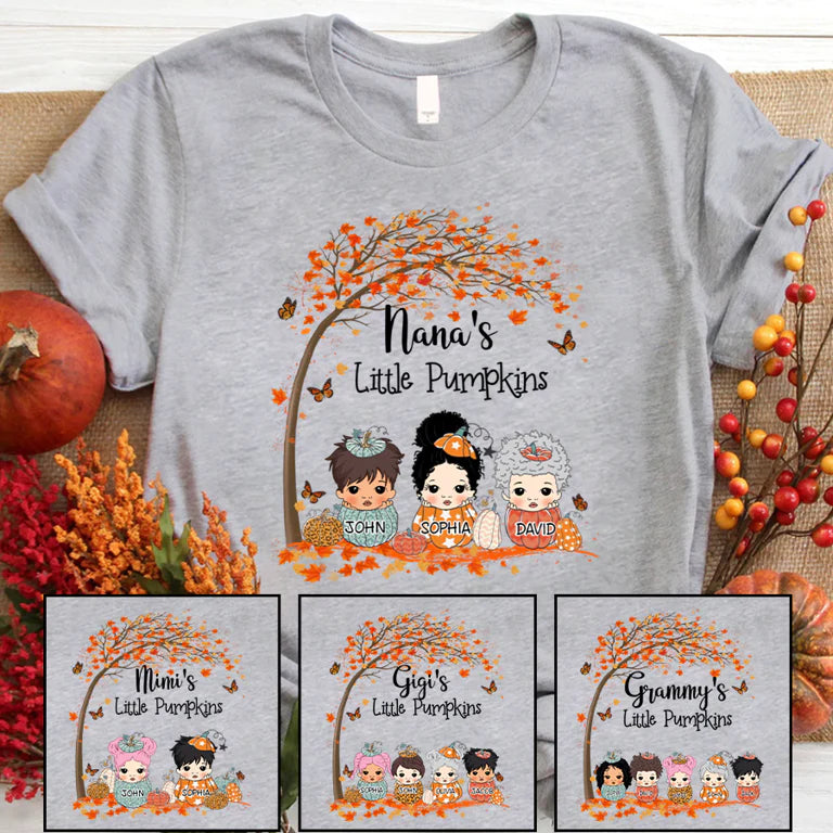 Nana's Little Pumpkins And Grandkid Personalized CTH01 T-Shirt