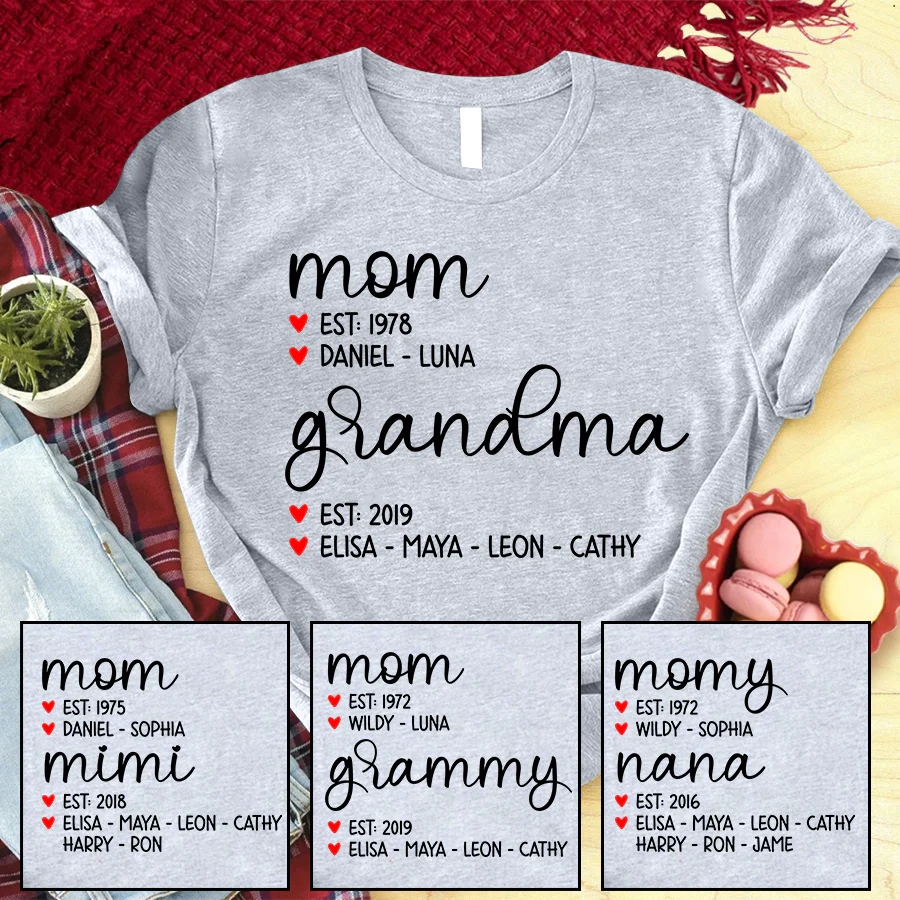 Mom Est Grandma Est And Kid CTH01 T-Shirt