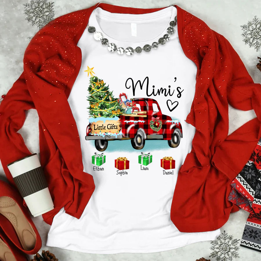 Mimi's Little Gifts With Grandkids Truck Christmas T-Shirt