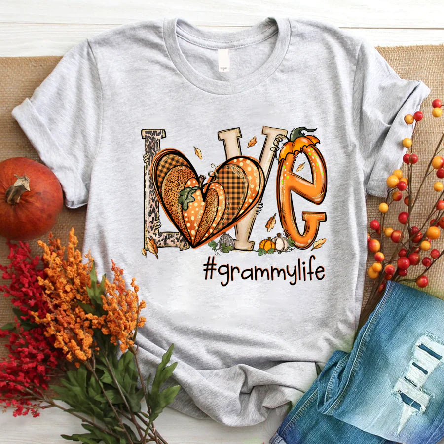 Love Grammy Life Fall Autumn Pumpkin 2022 T-Shirt