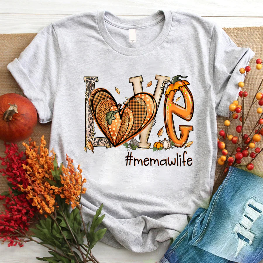 Love Memaw Life Fall Autumn Pumpkin 2022 T-Shirt