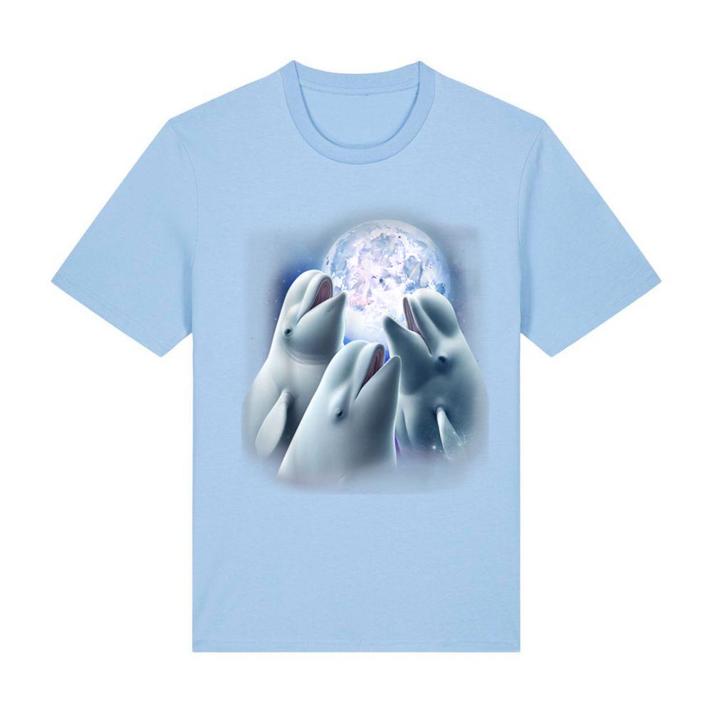 3 Beluga Whales Howling At The Moon Funny Beluga Whale Lover T-Shirt