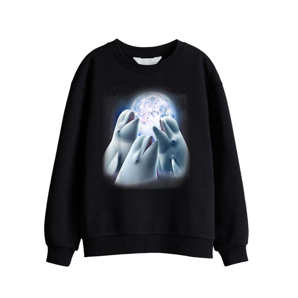 3 Beluga Whales Howling At The Moon Funny Beluga Whale Lover Sweatshirt