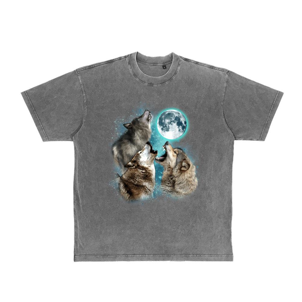 3 Wolf Moon Howling Wolf Head Funny Wolves For Men Women T-Shirt 