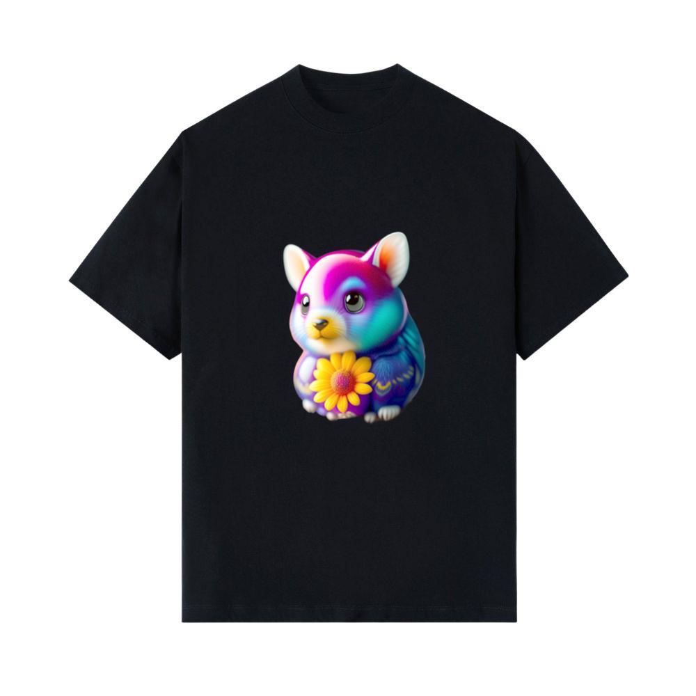 3D Cute Baby Animals with a yellow flower T- Shirts