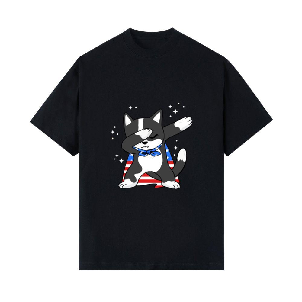 4th of July Dabbing Kitten American Feline Animal T- Shirts