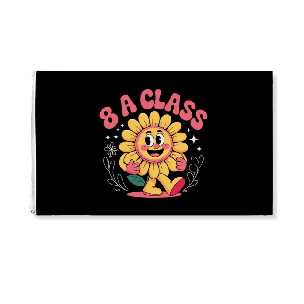 8A Class Happy Flower Groovy Artwork for Fun School Day Vibes Flat