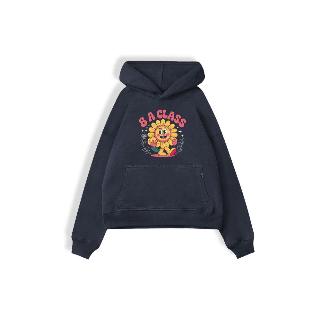 8A Class Happy Flower Groovy Artwork for Fun School Day Vibes Hoodie - Image 2