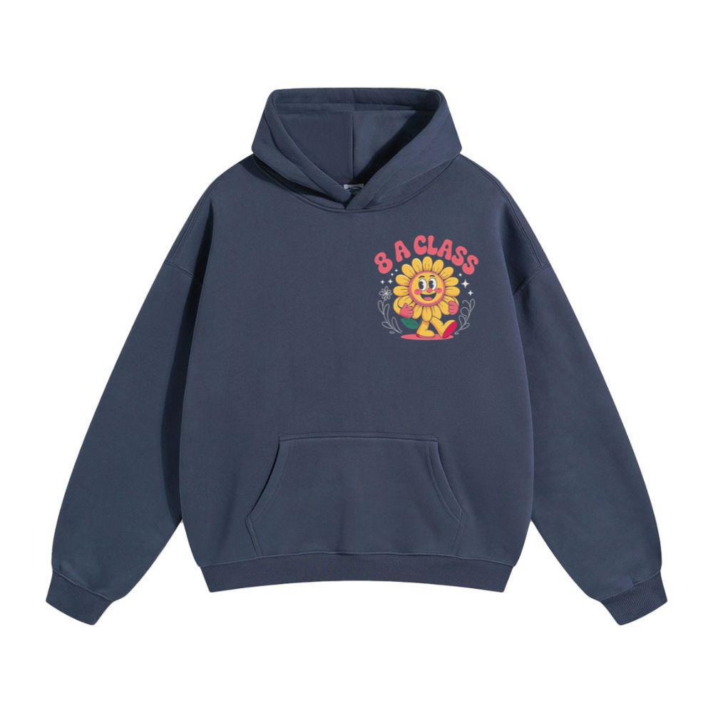 8A Class Happy Flower Groovy Artwork for Fun School Day Vibes Hoodie