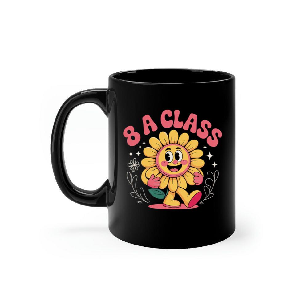 8A Class Happy Flower Groovy Artwork for Fun School Day Vibes Mug