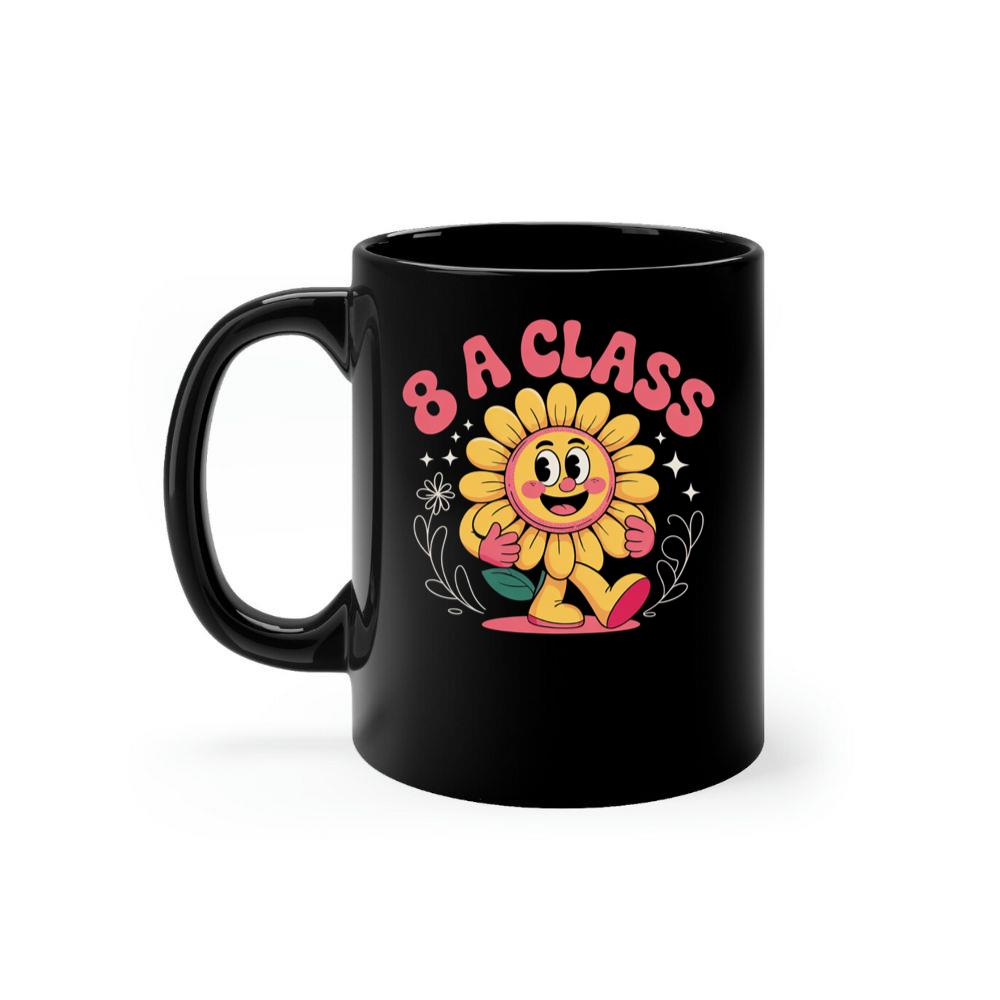 8A Class Happy Flower Groovy Artwork for Fun School Day Vibes Mug