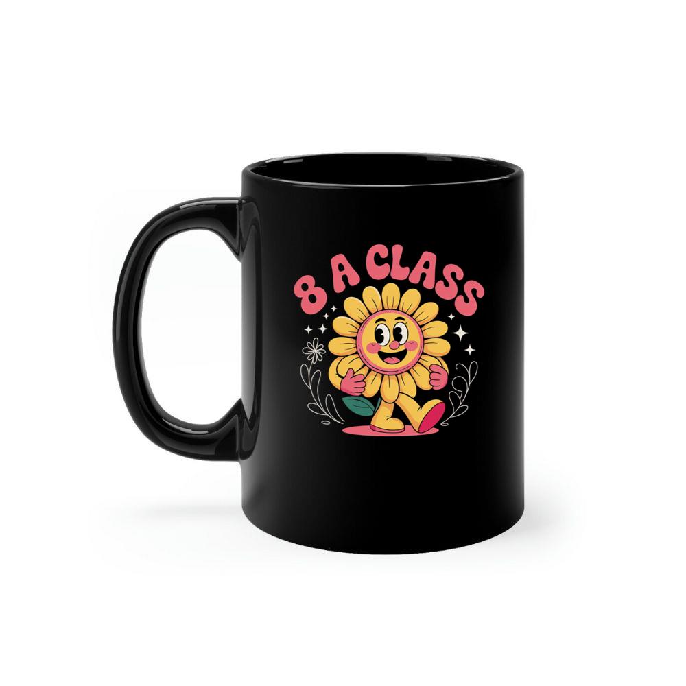 8A Class Happy Flower Groovy Artwork for Fun School Day Vibes Mug