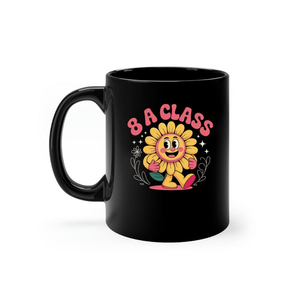8A Class Happy Flower Groovy Artwork for Fun School Day Vibes Mug