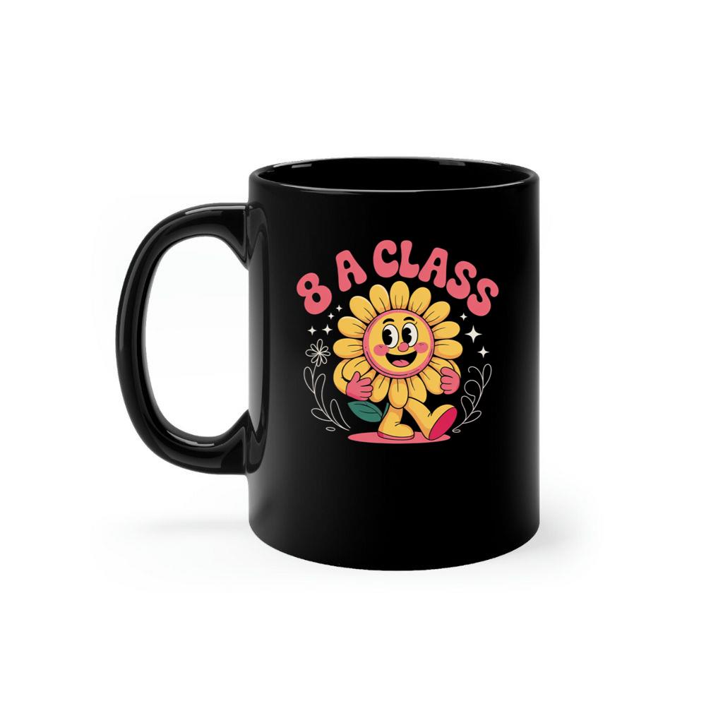 8A Class Happy Flower Groovy Artwork for Fun School Day Vibes Mug